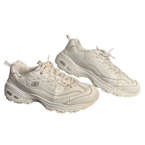 Skechers D'Lites Shoes Sneakers Womens Size 10 W White Leather Memory Foam